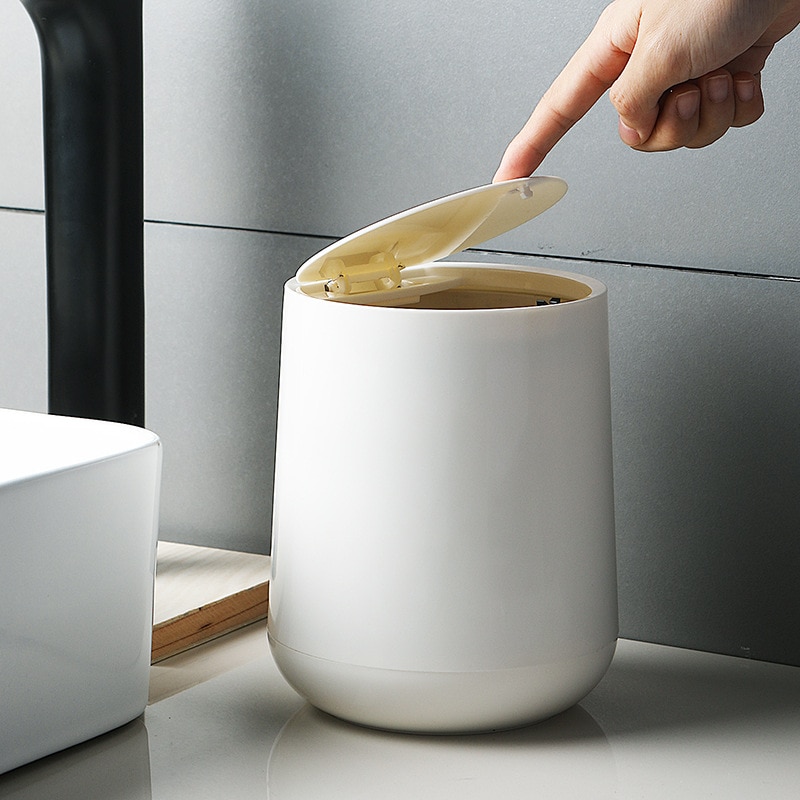 Desktop Trash Can Pressing Type Mini Garbage Classification Trash Bin Dustbin Table Standing Paper Basket Waste Bucket 2L
