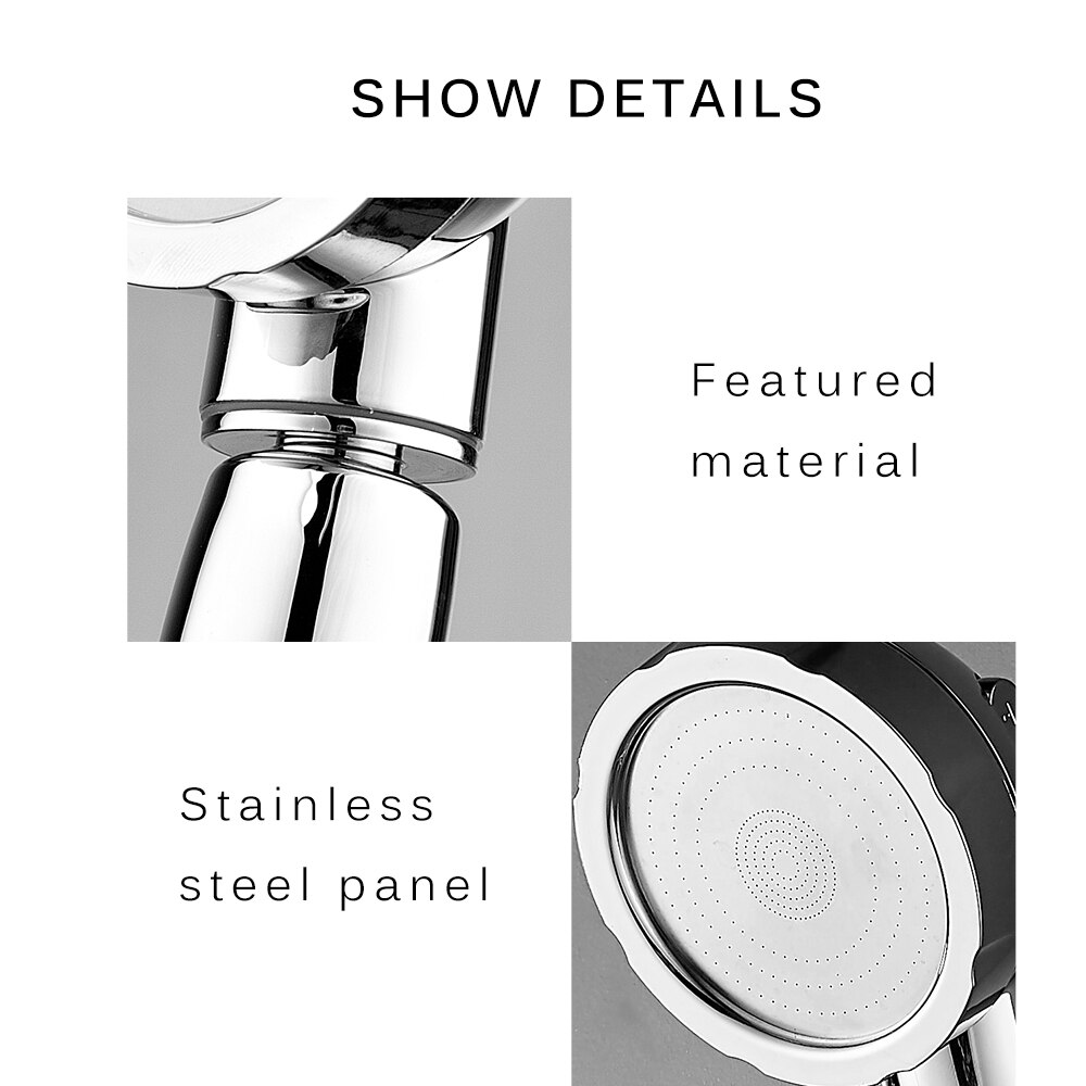 360 Degree Rotatable Adjustable 3 Modes Shower Head With Water Control Button High-Pressure Water-Saving Rain Shower Watering