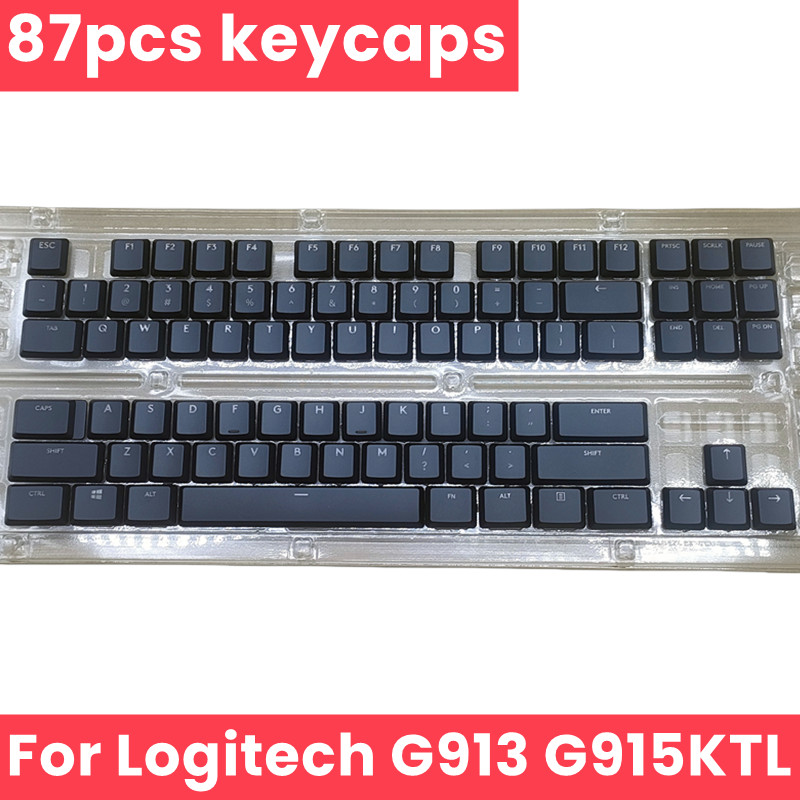 Ensemble complet de touches noires pour clavier Logitech, G915, TKL, G813, G913, G815, G915, 87 capuchons: Black
