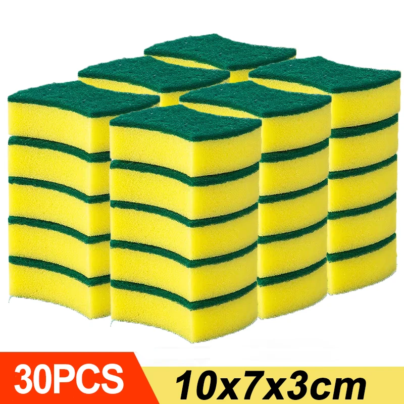 Esponja de lavar louça dupla face altamente absorvente pote de cozinha pratos esponjas de limpeza limpar escova de limpeza doméstica atacado: MULTI