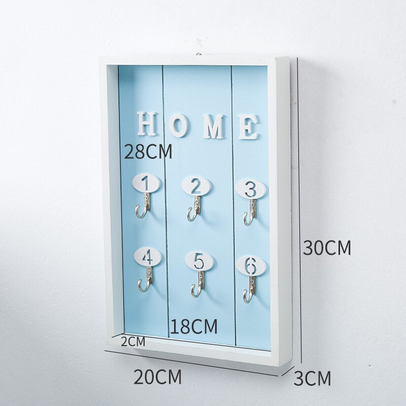 Wall Mounted Key Holder Wooden Key Organizer Hanger With 6 Hook Wall Decorative Holder Key Holder Wall Minimalist Wall Hook: dark blue