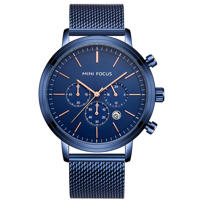 Heren Horloges met Roestvrij Staal Blauwe Top Luxe Sport Chronograaf Quartz Horloge Mannen Relogio Masculino waches