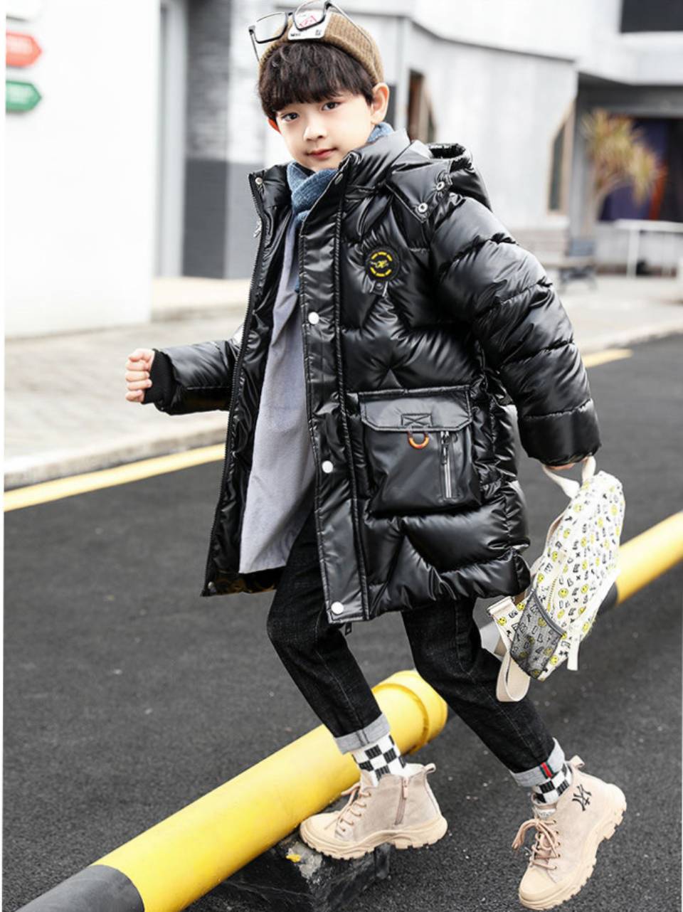 Chaqueta de plumón con capucha para niño, prendas de vestir para niños de 3 a 14 años, Parkas cálidas de algodón impermeables a prueba de viento, ropa de invierno: 101 as picture / 4