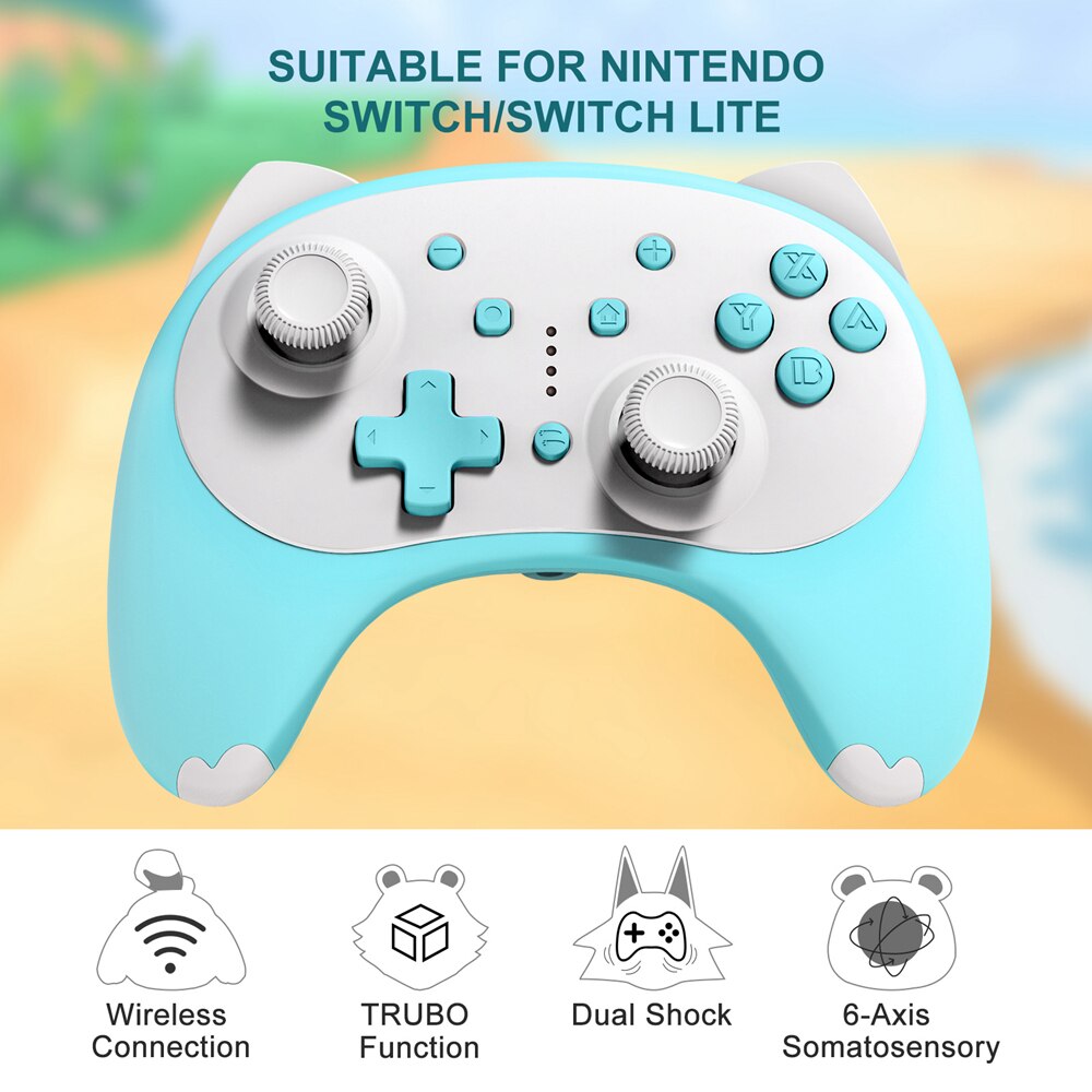 Stoga Wiireless Bluetooth Auto Turbo Wakker Gamepad Pc Cartoon Kitty 6-As Gyroscop Controller Voor Nintendo Switch