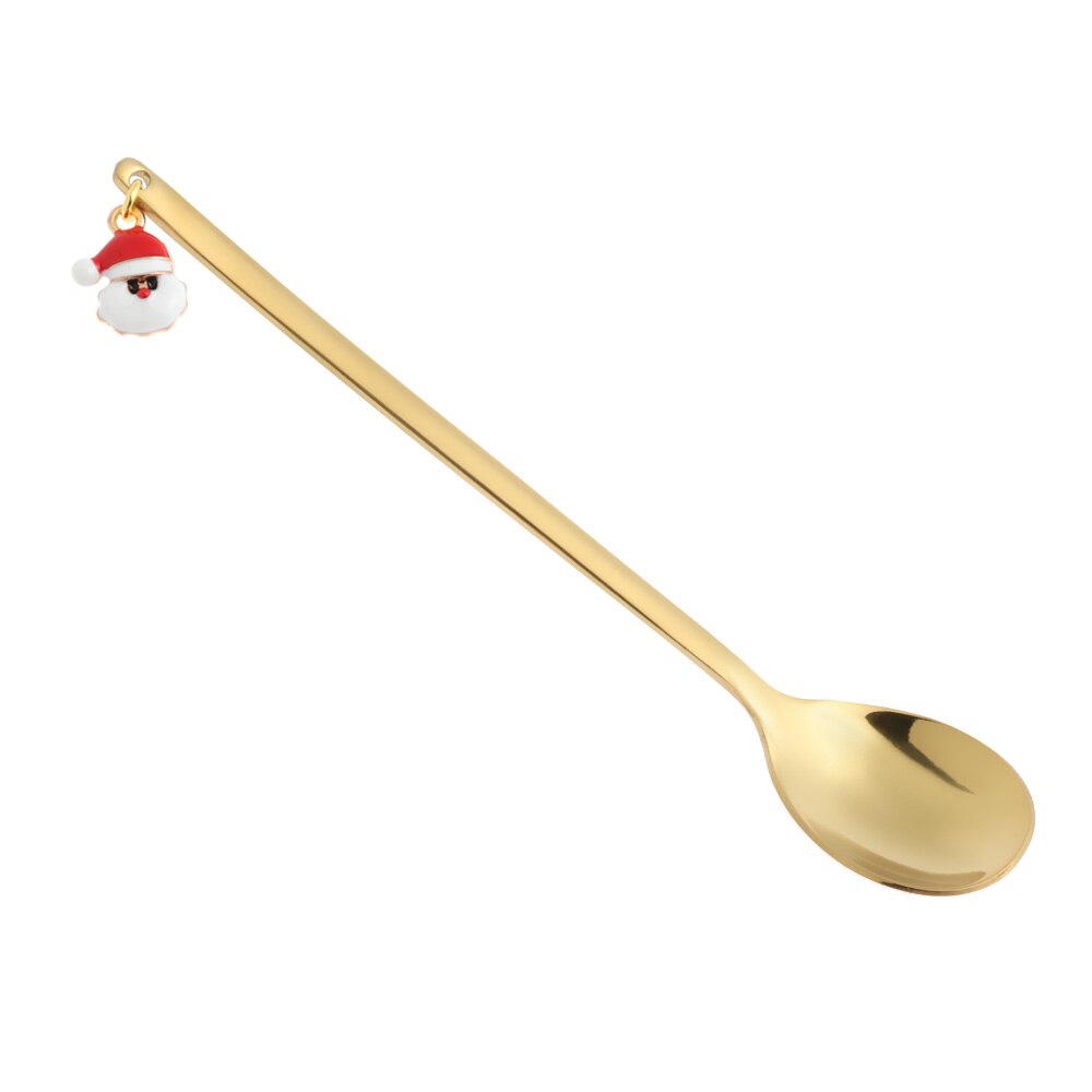 1 pc julsked bordsartiklar rostfritt sked år festbord ornament guldmjölk kaffesked hemdekorationer: 1