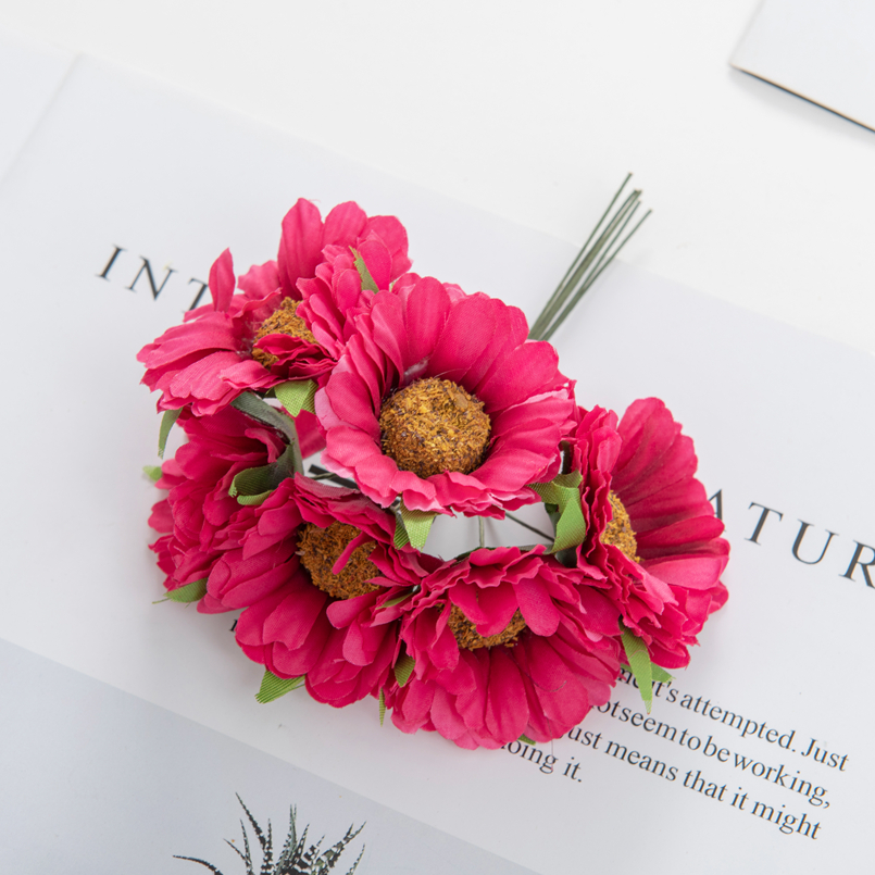 Kunstige blomster festival hjemdekorasjoner rom bryllup dekorativ krans silke tusenfryd gerbera gjør-det-selv-eske utklippsbok bil: Xs / Rosenrød