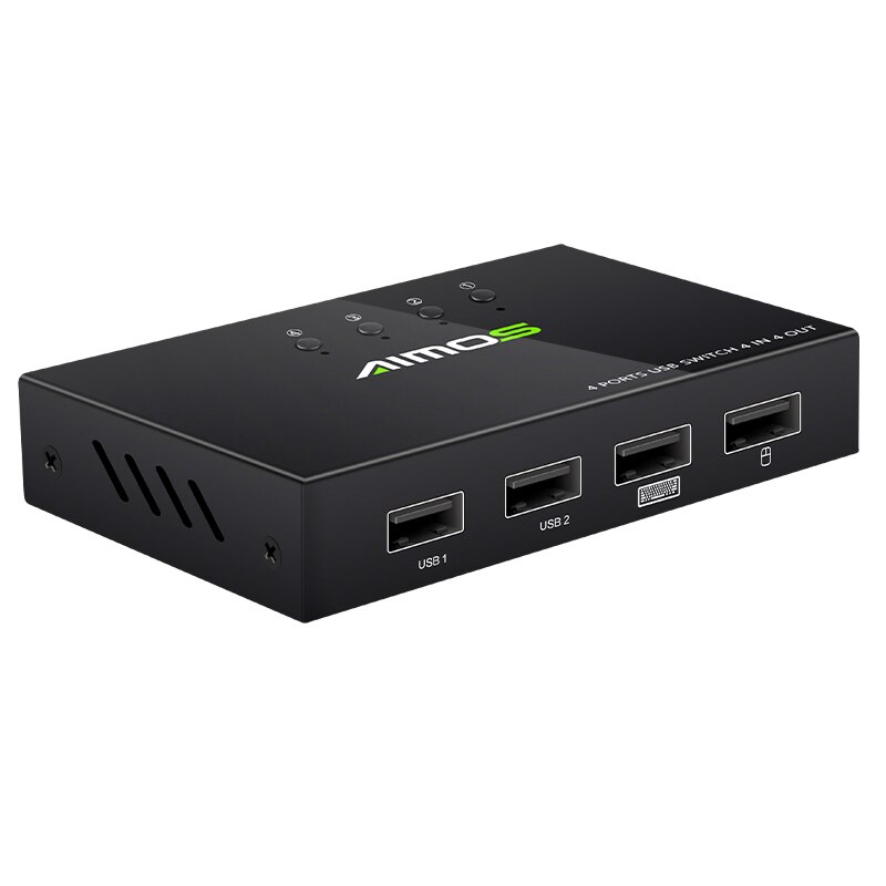 AIMOS USB Printer Sharing Device 4 in 4 Out KVM Switch for 4 Computers to Share A Set of Keyboard and Mouse USB 2.0 Converter: Default Title