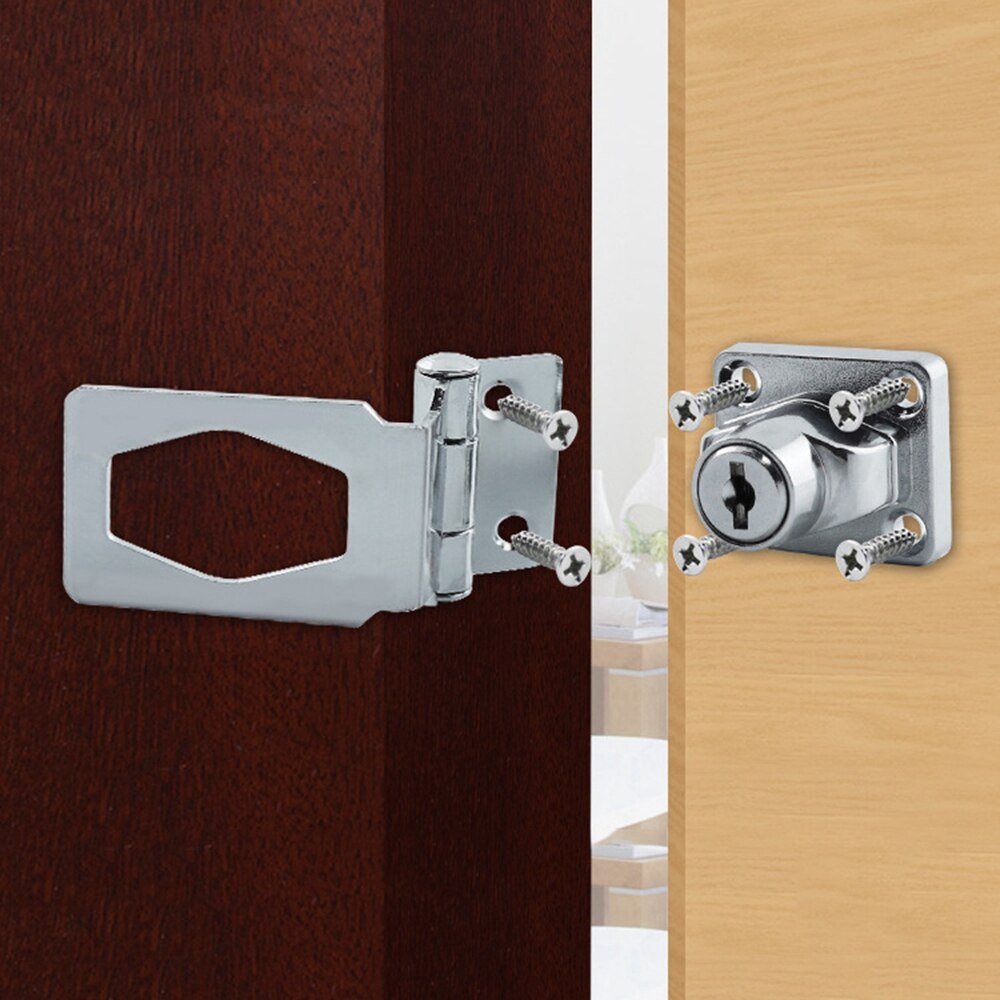 Agrafe de verrouillage à loquet avec clés, pour placard, carte de Garage, boucle de porte d'armoire, loquet pour meubles, cadenas antivol 1 jeu