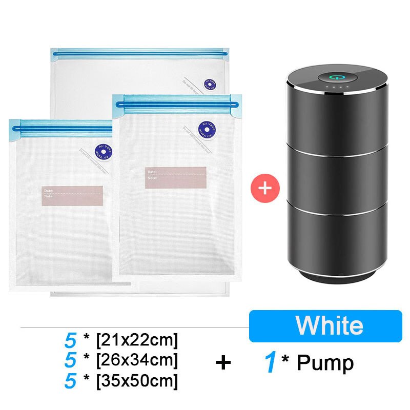 Draagbare Mini Automatische Compressie Vacuümpomp Sealer Voor Reizen Home Keuken Usb Oplaadbare Vacuüm Verpakking Machine: Food Bag Set B