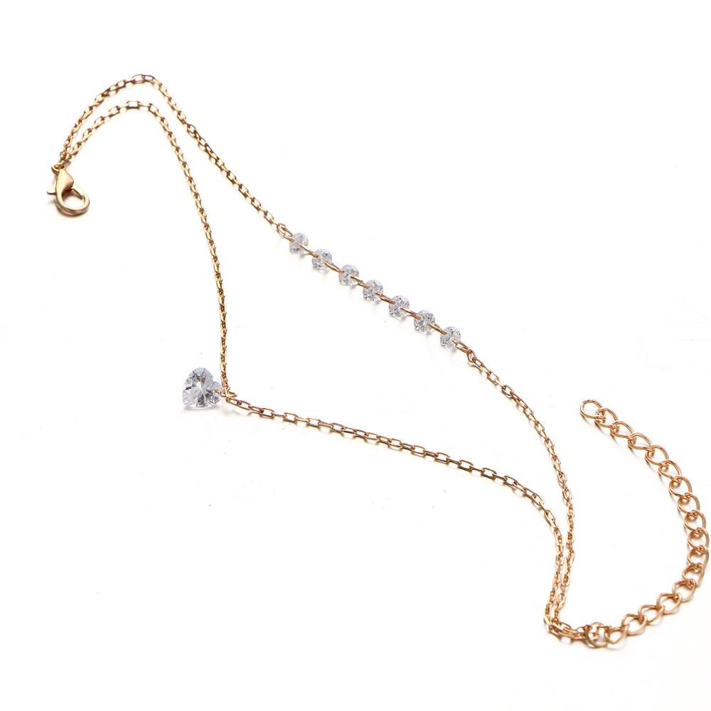 Korea Jewelry Multi-layer Crystal bead Heart Chain Bracelets For Women Girls Friendship Best CB007