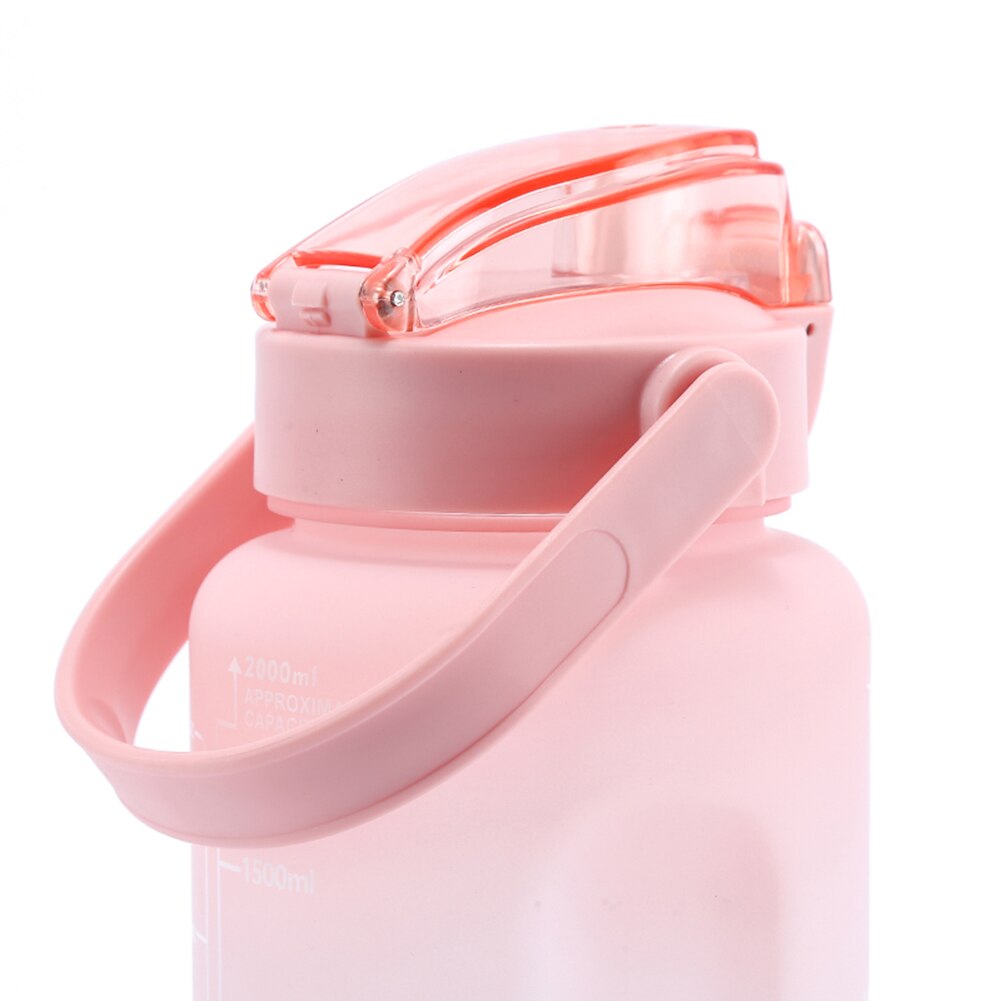 2000ML Large-Capacity Water Bottle With Time Scale Reminder Elastic Straw Sports Bottle Keak-Proof Frosted Outdoor Drinkware Fit