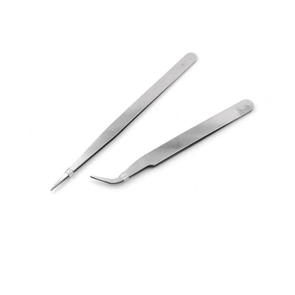 Øyevippeforlengelse plukke sminkeverktøy spikerverktøy 2 stk/lot pro anti syre stål rosa buet rett pinsett nipper