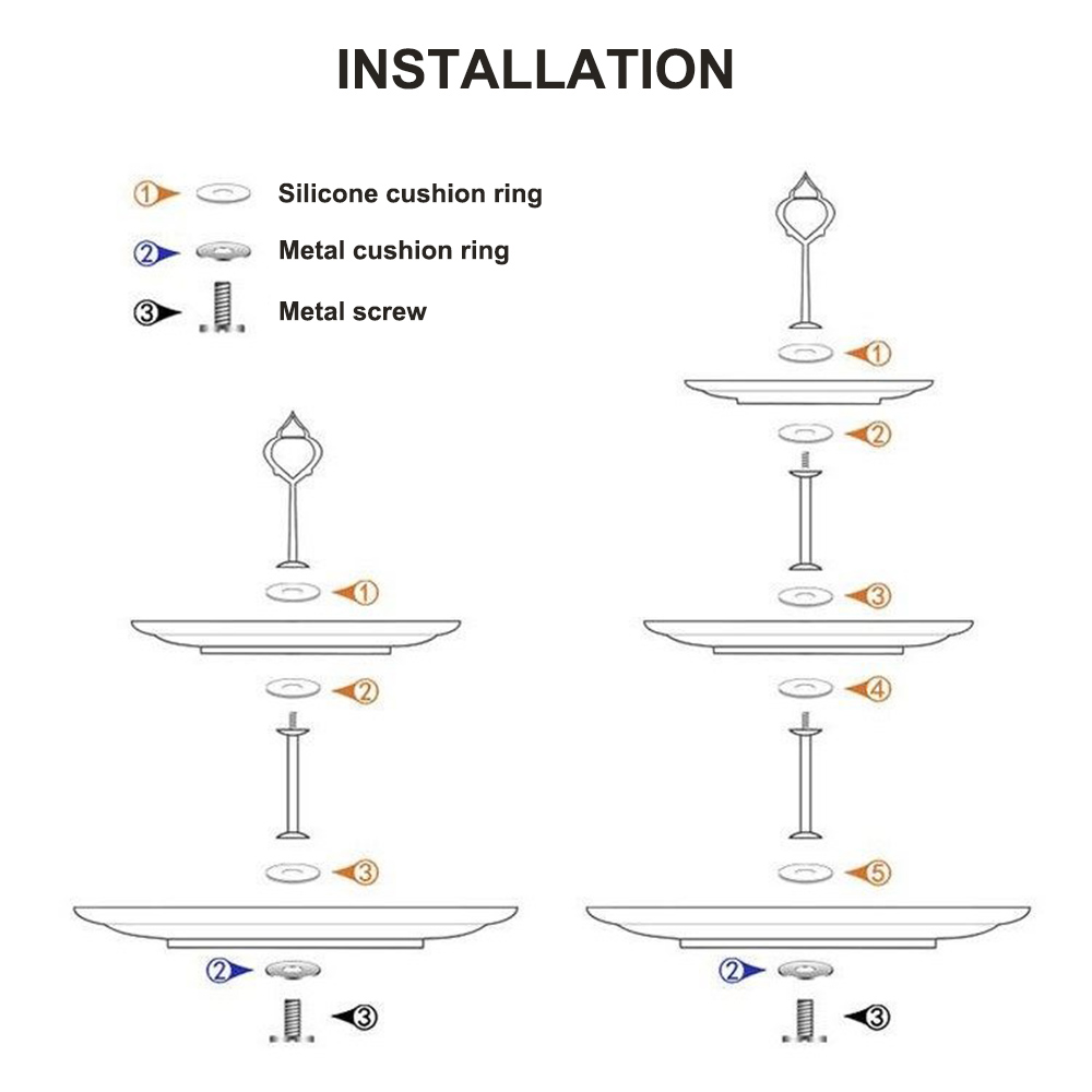 3-Tier Sturdy Cake Plate Stand Cupcake Tray Handle Fittings Hardware cake tools