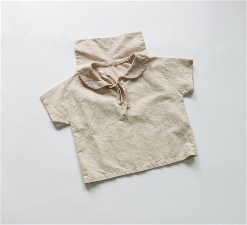 de algodón de otoño ropa de bebé coreano estilo las niñas Tops de manga corta ropa de niños pijo Casual blusas estilo G004: apricot / 6 años