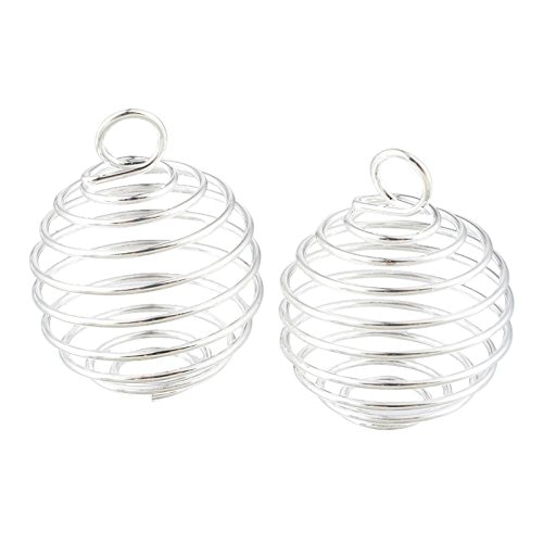 50pcs 25x30mm Plated Spiral Bead Cage Charms Pendants (Holds 18mm - 22mm Beads) for Women and Men Jewelry Making