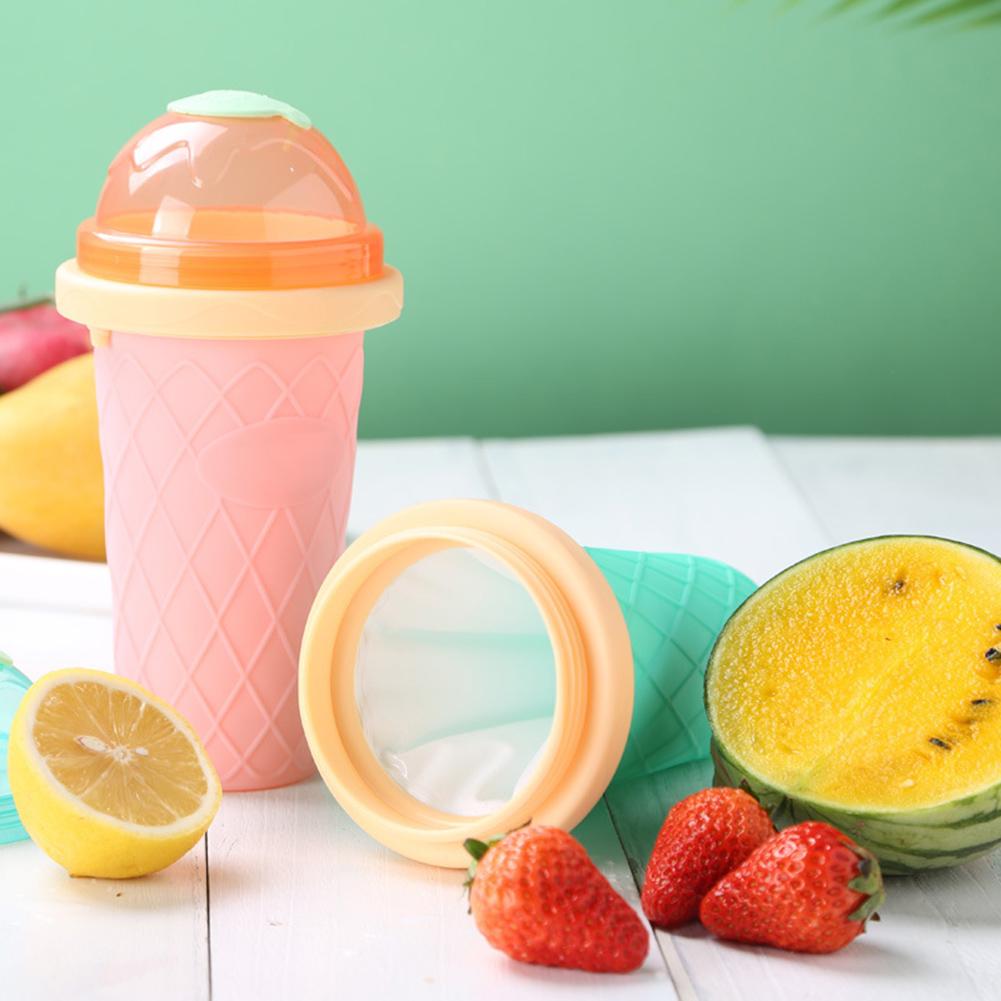 Silicone Smoothie Cup DIY Ice Cream Maker Homemade Double Layer Squeeze Cup Ice Slush Making Bottle Kitchen Tool