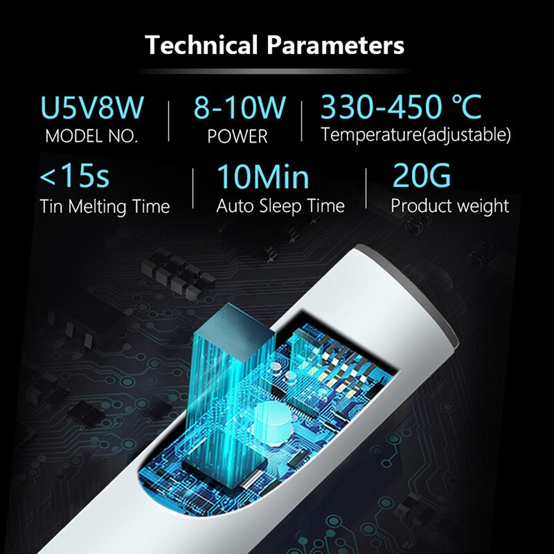 Fer à Souder USB Haute Précision 5V 8W - Kit Complet Avec Support - Idéal Pour Petits Travaux électroniques