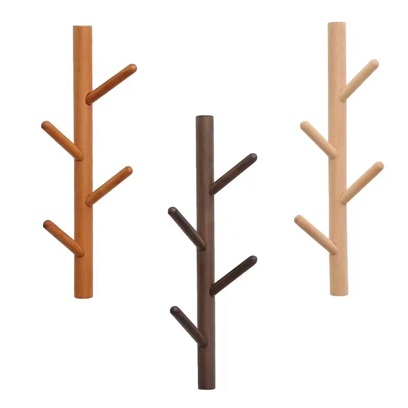4 Haken Houten Kapstok Verticaal Creatieve Kleding Opberghaak Hangende Hanger Home Decor Hanger Haken Kapstok Rekken