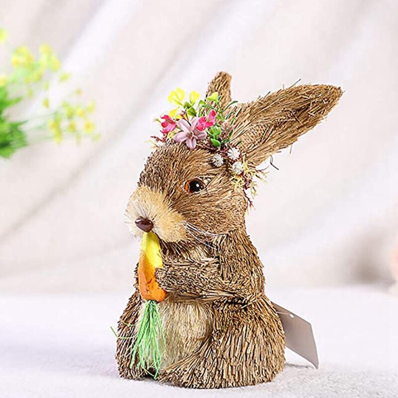 Lapin de pâques en paille, décoration, carotte, souvenir de pâques, décoration de la maison