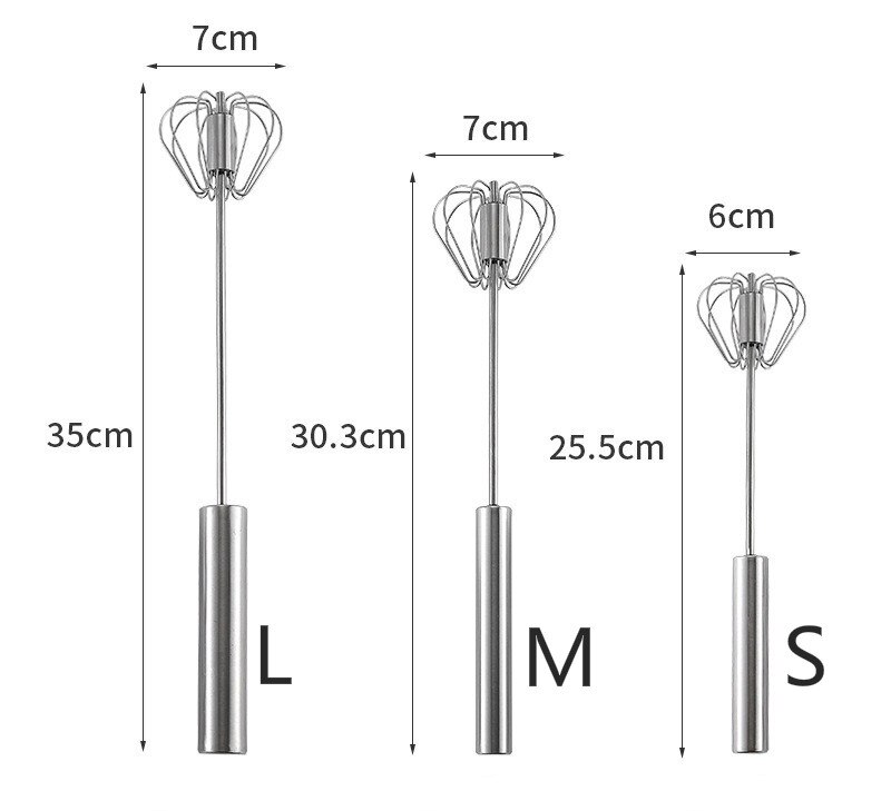 Semi Automatic Egg Beater Stainless Steel Manual Rotating Mixer Self Turning Egg Stirrer Kitchen Baking Accessories Egg Tools