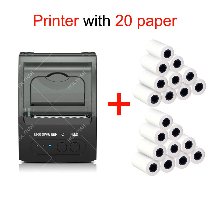 Draagbare Android Ios Bluetooth Bonprinter 58Mm Mini Pos Thermische Printer Met Lederen Riem Voor Zakelijke Esc/pos: Add 20 Paper