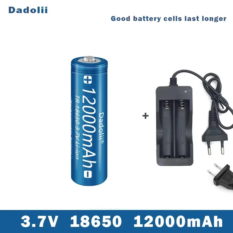 18650 Battery Rechargeable Battery 3.7V 18650 12000mAh Capacity Li-ion Rechargeable Battery For Flashlight Torch Battery+Charger: PURPLE