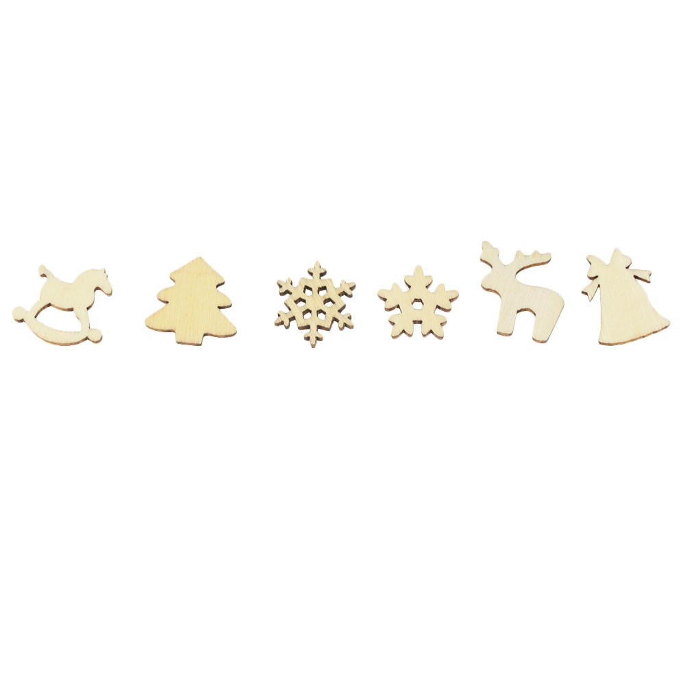 100 Stuks Sneeuwvlok Kerstboom Kerst Trojan Horse Elanden Houten Knoppen Fit Naaien En Scrapbook Diy