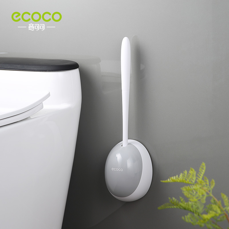 Ecoco silikonborsthuvud toalettborste snabbavloppsrengöringsverktyg för badrumstoalett väggmonterad hushålls-wc-borstetillbehör
