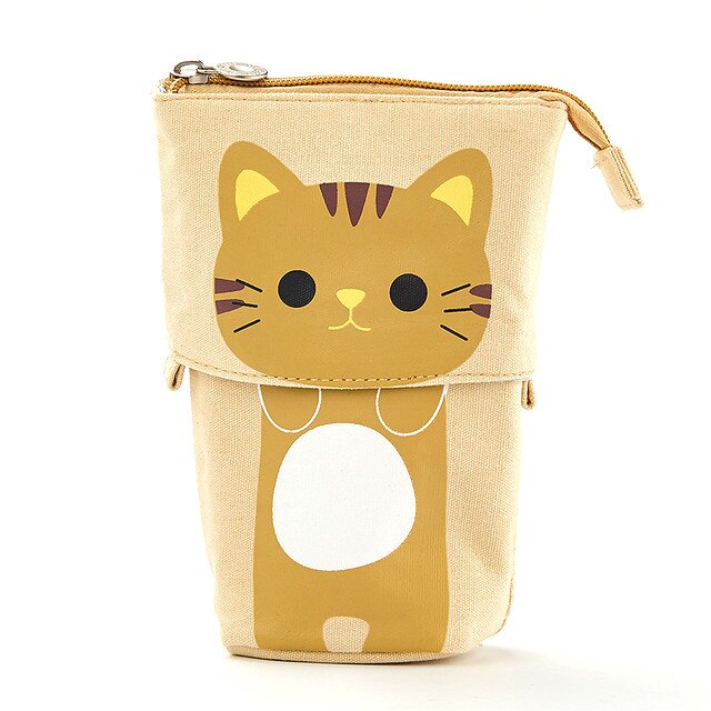 Pen Pencil Bag Case Cartoon Cute Cat Bear Sheep Canvas Fold Standing Holder Stationery Organizer Kids: 352