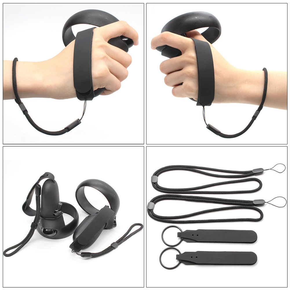 1 Paar Verstelbare Polsband Bescherming Knuckle Band Draagbare Grip Accessoires Slijtvaste Zwarte Antislip Voor Oculus Quest