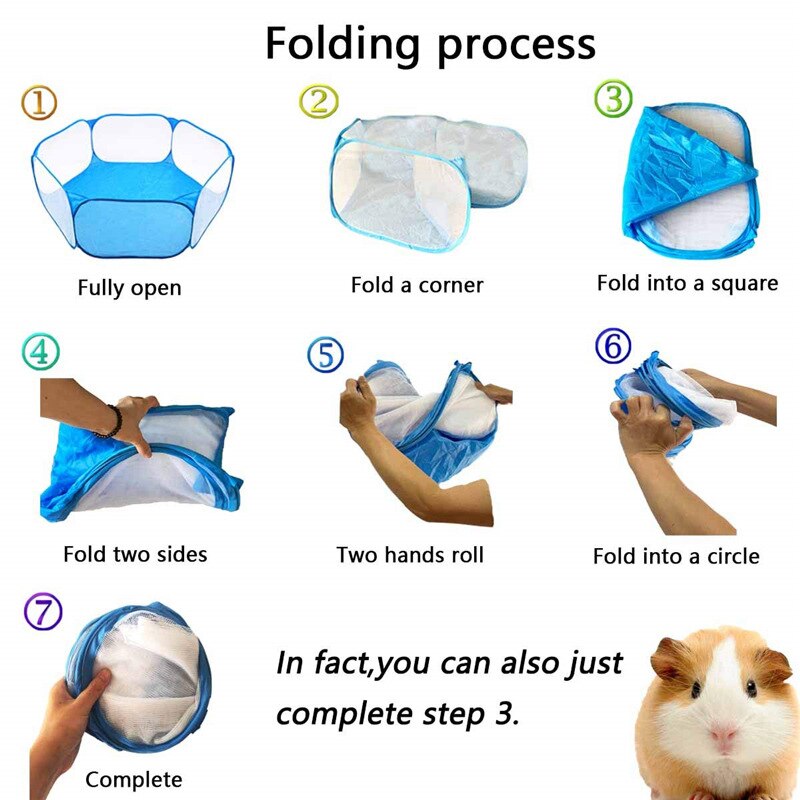 Pet Playpen Portable Open Indoor / Outdoor Small Animal Cage Game Playground Fence for Hamster Guinea- Pigs