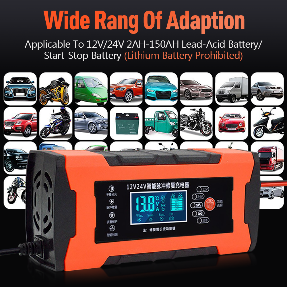 Auto Acculader 10a 12V Auto Acculader 24V 5a Auto Accesorries Digitale Display Detectie Pulse Reparatie Auto Oplader