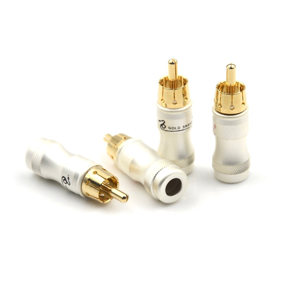 4 Stuks Diy Gold Snake Male Audio Video Connector Gold Adapter Voor Kabel Diy Gold Snake Rca Hifi Verguld Audio kabel Rca Plug: Default Title