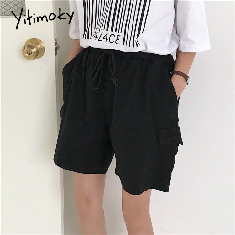 Sahunfri Short D'été En Lin Pour Femme - Taille Haute - Avec