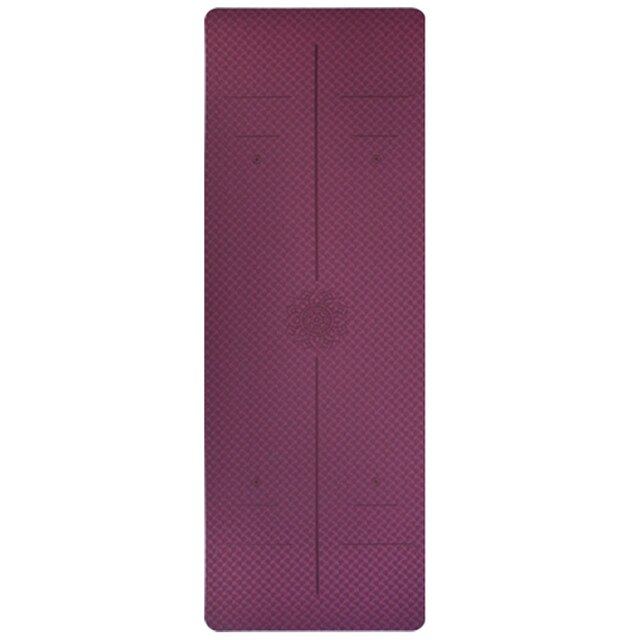 6mm tpe-yogamatten-pads mit positionierungslinien, rutschfeste teppichmatten für fitness, pilates, gymnastik, yoga und andere sportarten: Dunkelviolett