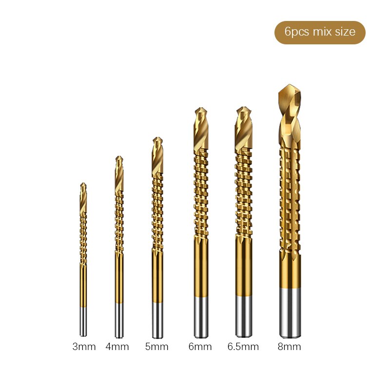 3-8mm Cobalt Drill Bit Set Spiral Screw Metric Composite Tap Metal HSS Twist Drill Bit Set for Wood Cutting Drilling Polishing: 6pcs mix size