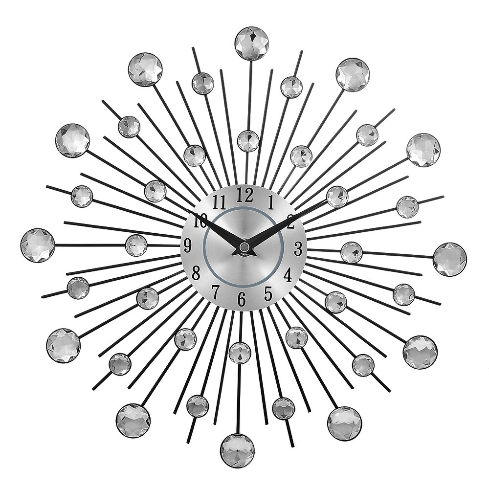 plata cristal sol metal Reloj de pared original de metal vintage reloj de decoración para el hogar: Default Title