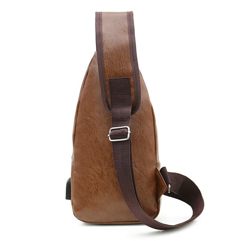 sac à bandoulière solide en cuir pour hommes. Sac à bandoulière pour poitrine. Sac à bandoulière pour motard. directe.