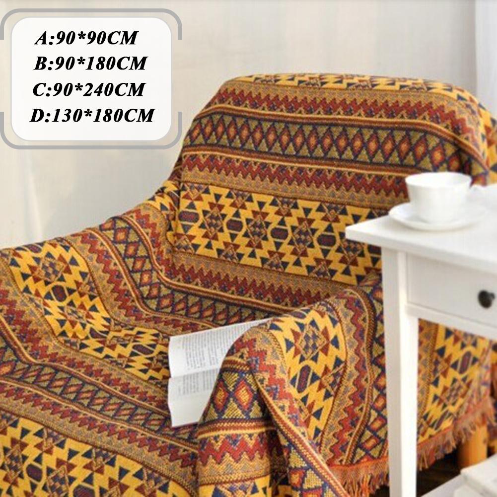 Talvipuuvillainen kudottu linjahuopa sohvapyyhe neulotut paksuuntuneet lämpimät peitot boheemi boho heittää sängynpeitolle matka päiväpeite