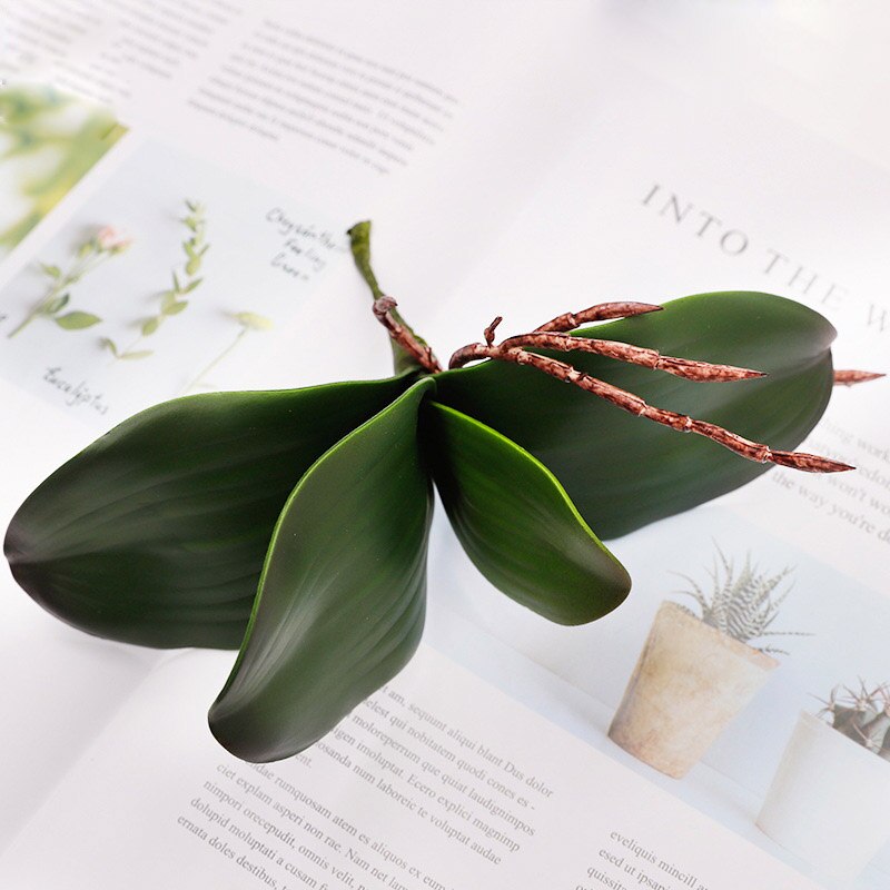 1PCS Artificial Green butterfly orchid Leaf Plastic Flower Leaf Home Wedding Party Diy Match Decoration