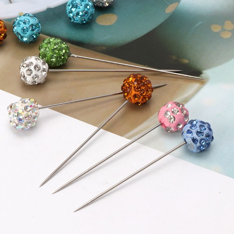 30 Pcs Veiligheid Pin Moslim Hijab Sjaal Pin Strass Bal Broche Rechte Hoofd Pin