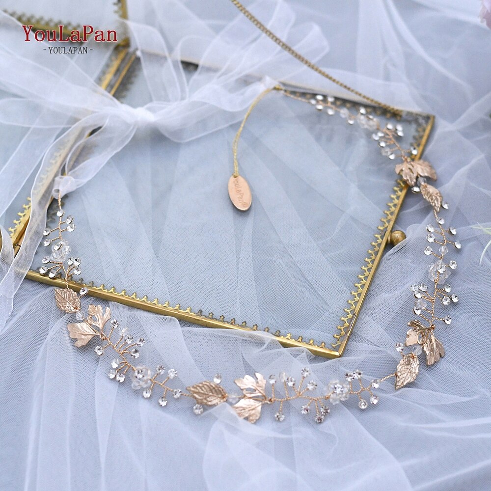 YouLaPan SH122 cinturón de boda dorado hojas doradas vestido de boda cinturón con cristales cinturón nupcial accesorios de vestido de novia cinturón de novia