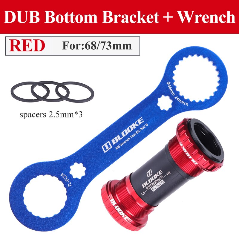 BLOOKE BSA DUB BB Bottom Bracket 68/73mm 28.99mm Central Movement BSA68 Thread Sealed 2 Bearing For SRAM Crankset MTB Bicycle: Red and Wrench