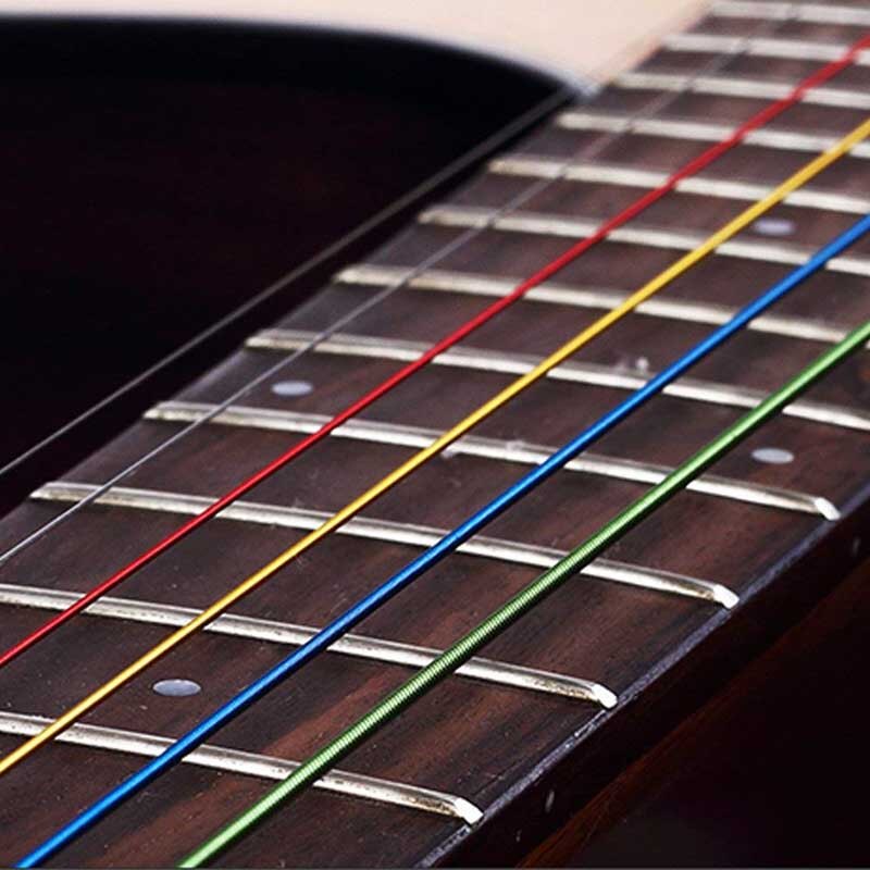 6Stck Akustische Gitarre Saiten Regenbogen Bunte Gitarre Saiten E-A für Akustische Volk-gitarre Klassische Gitarre Edelstahl Saiten
