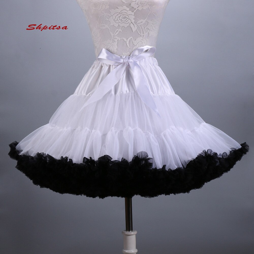 Colored Short Petticoats for Wedding Rockabilly Tutu Tulle Girl Underskirt Hoop Skirt Crinoline Woman Lolita Petticoat: white