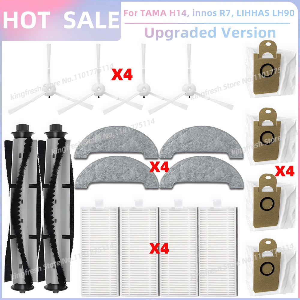 Pasuje robić TAMA H14, Blaupunkt Bluebot komfort plus, innos R7, LIHHAS LH90 Części Zamienne robić Odkurzacza Główna Rolka Szczotka Boczna Filtr Szmatka robić Mopowania Worek na Kurz: śliwka