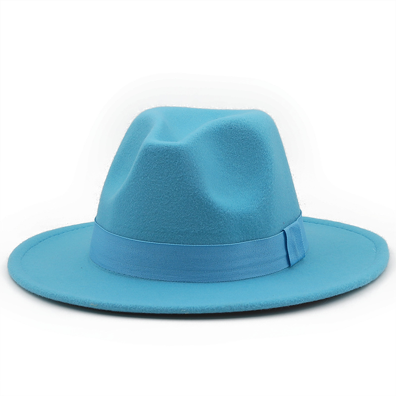 7CM Wide Brim Women Felt Fedora Hats With Bee Ribbon Autumn Winter Wedding Party Trilby Hat Men Gentleman Jazz Hats 54-58CM: XL / army green