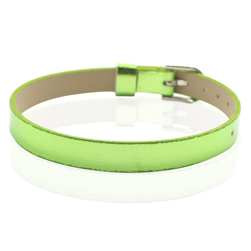 , 8 MM Metallic Oppervlak Polsband Armbanden (50 stuks/partij) DIY Accessoire Fit Slide Letters, Slide Charms, kralen: green