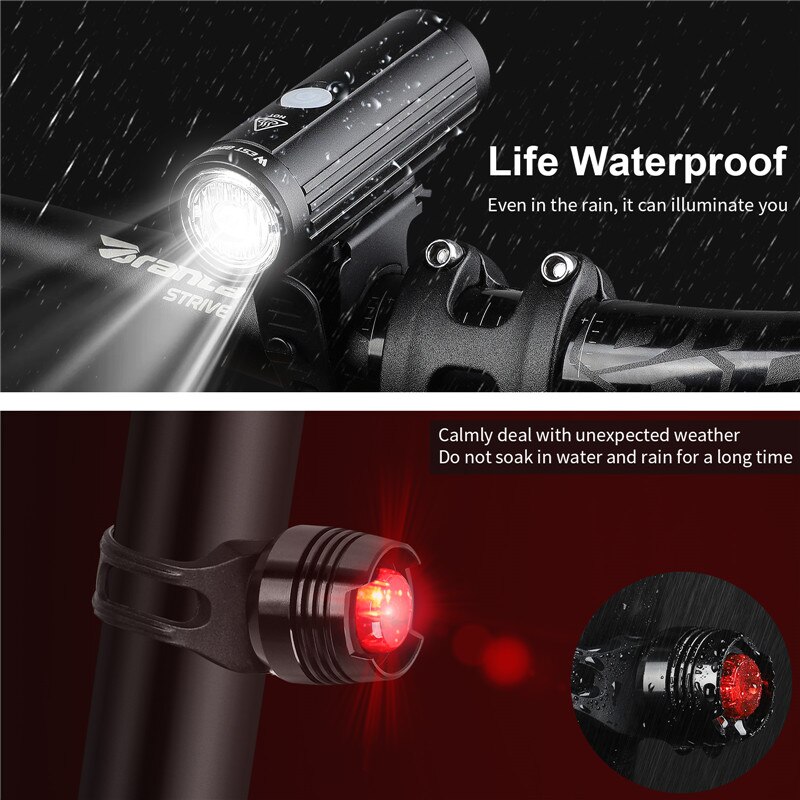West Fietsen 2000Mah 350LM Fiets Licht Waterdicht Anti-Glare Mtb Fiets Lamp Usb Oplaadbare Led Fietsen Koplamp Achterlicht