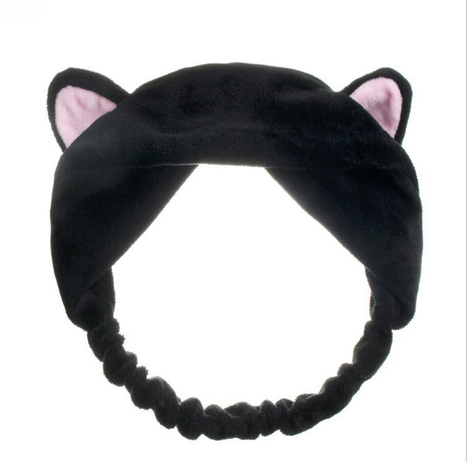 Härlig mjuk carol fleece katt öron smink kosmetisk dusch elastiskt hårband spa pannband tvätta ansikte hårspets pannband  hb011